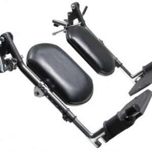 Elevating Legrest with Aluminum Footplate, Black Panel-Pair