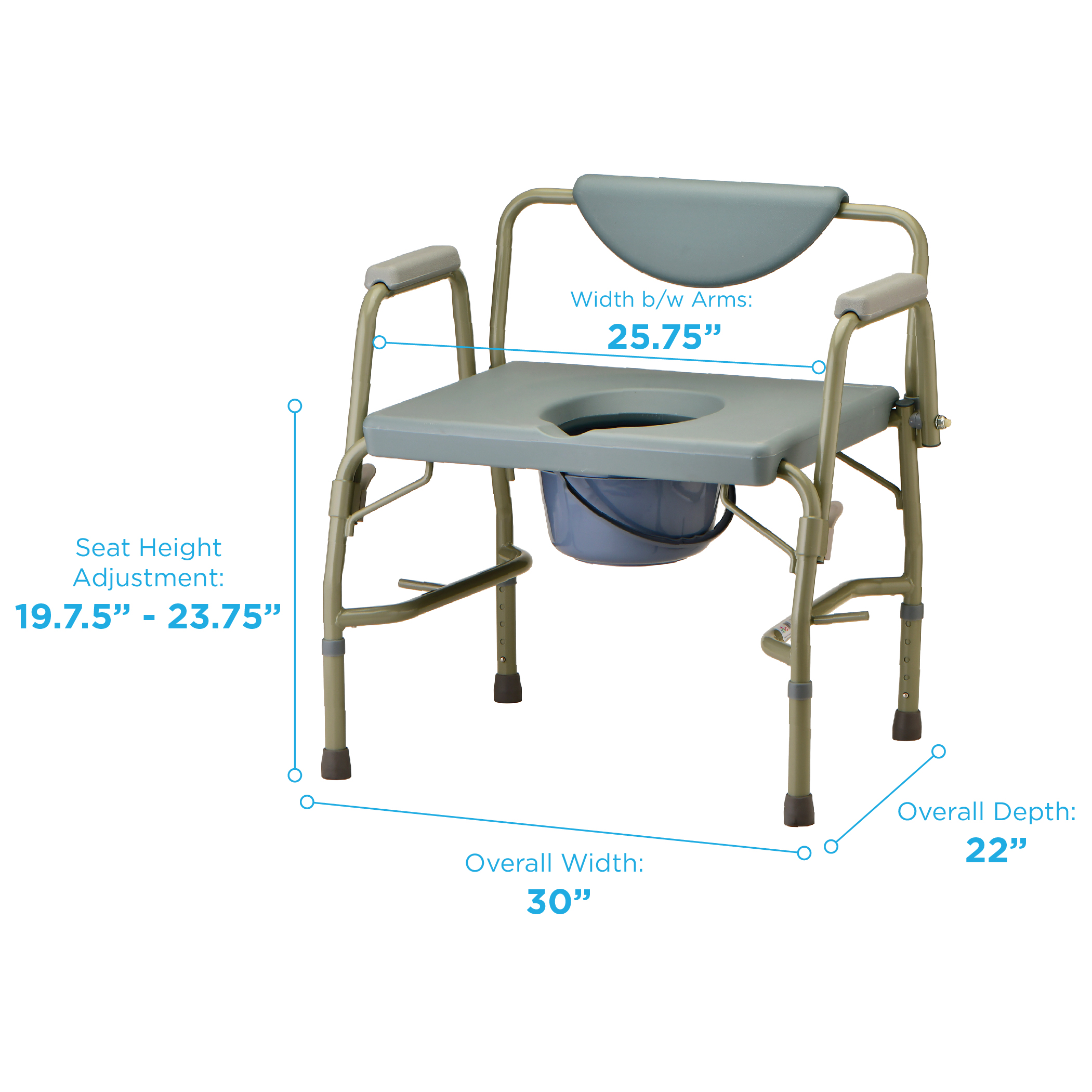 Heavy Duty Commode with Drop-Arm & Extra Wide Seat - Image 5