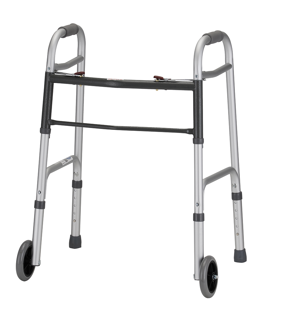 Folding Walker With 5" Wheels 2 Button - Small - Image 4