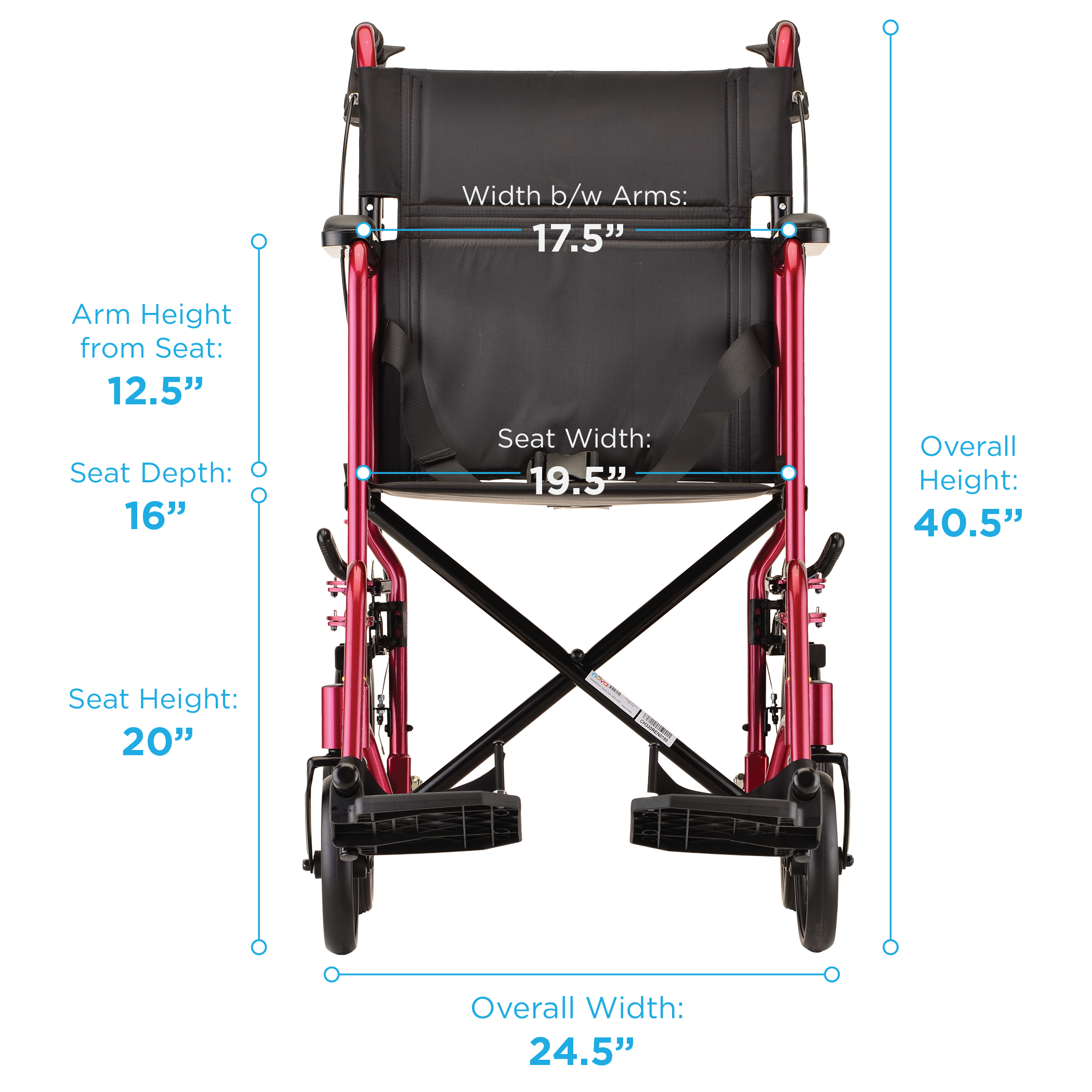 Transport Chair with 12″ Rear Wheels - Image 3