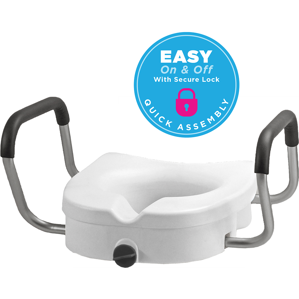 Raised Toilet Seat With Detachable Arms - 5" Locking - Image 4