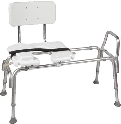 Transfer Bench with Cut-Out Seat, Heavy-Duty Sliding