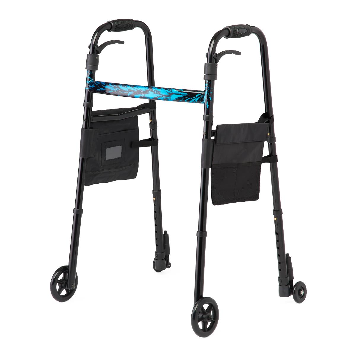 Medline Folding Trigger Walker with 5" Wheels - Image 3