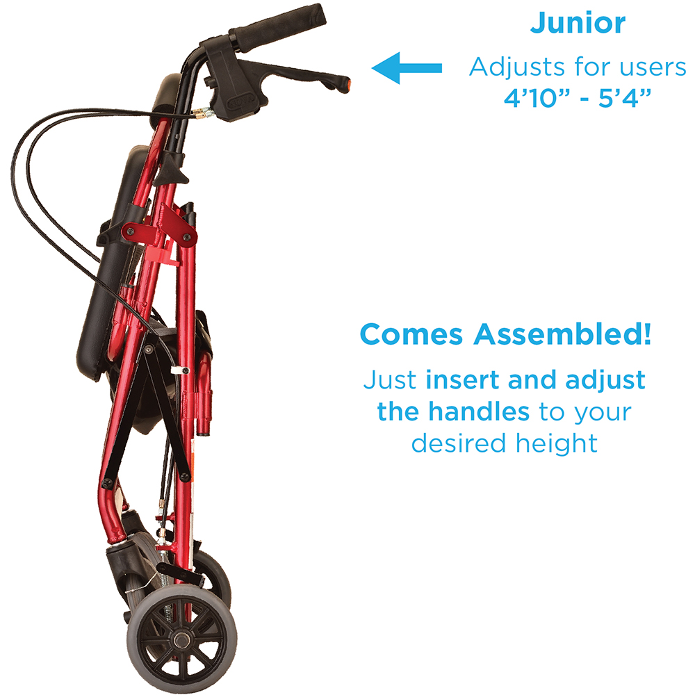 GetGO Junior Rolling Walker, Red - Image 3